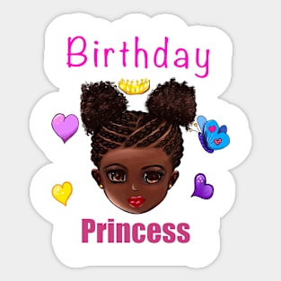 Birthday Princess Girls Birthday Party African American black girl Sticker